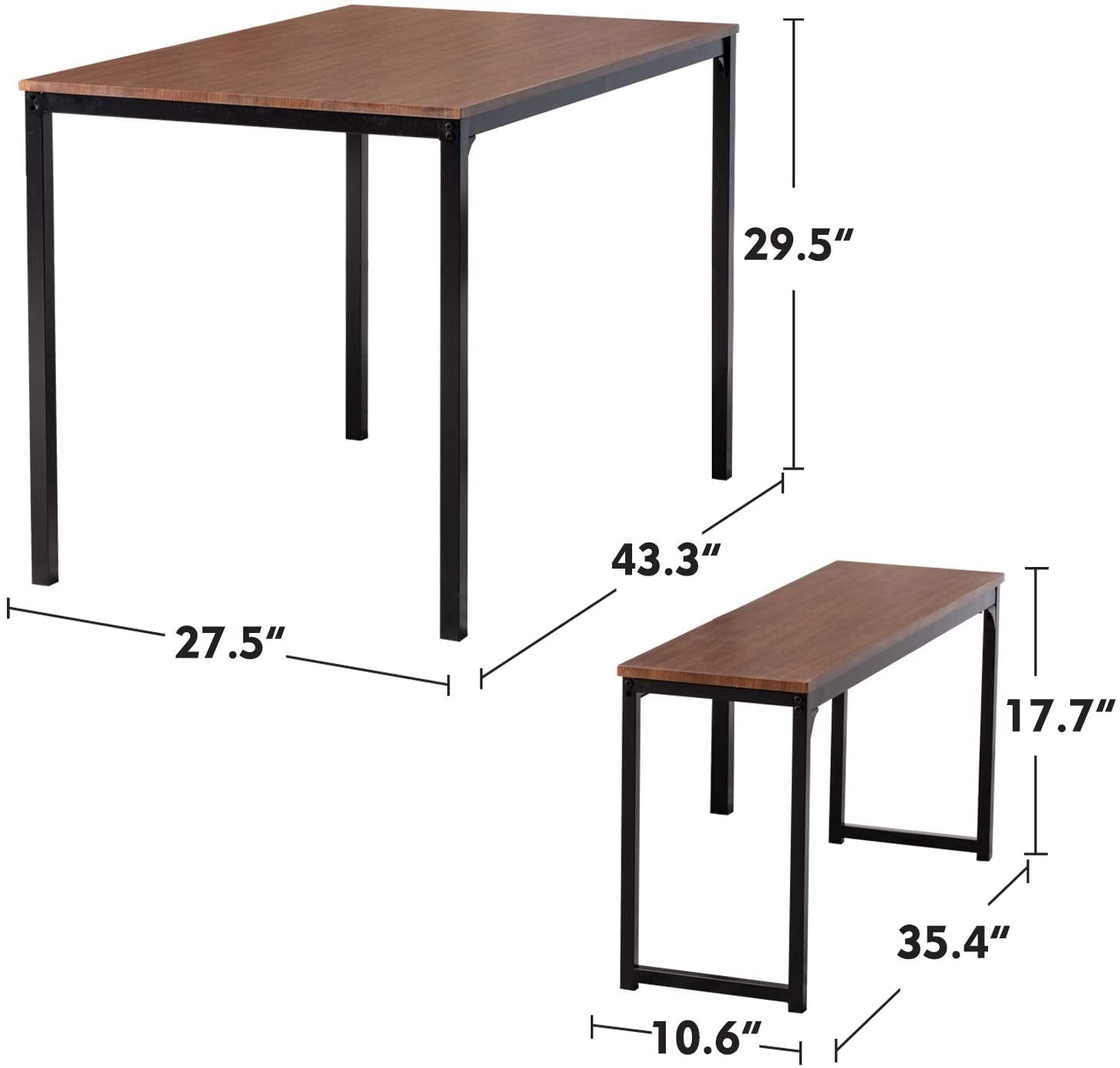 Bonzy Home Dining Room Table Set , 29.5 inches Kitchen Table with Two Benches, Modern Look Dinning Table Set, Light Brown