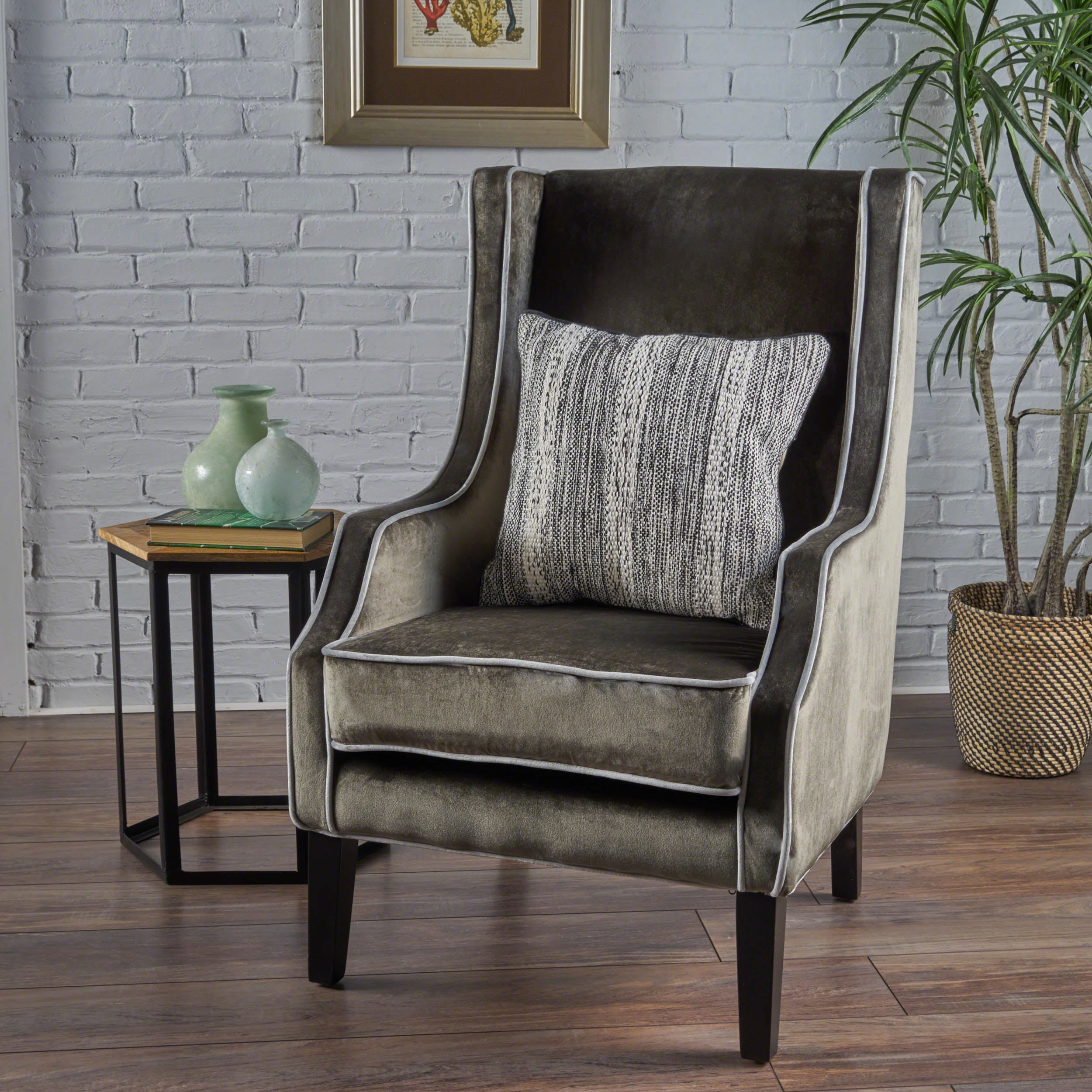 Edell Velvet Wingback Accent Chair