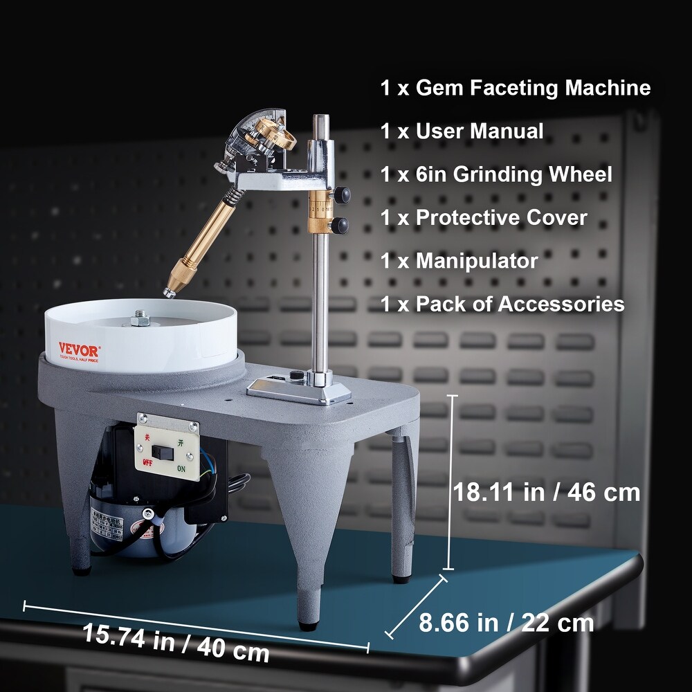 VEVOR 180W Gem Faceting 2800RPM Jade Rock Polisher Faceted Manipulator Triangle Abrasive