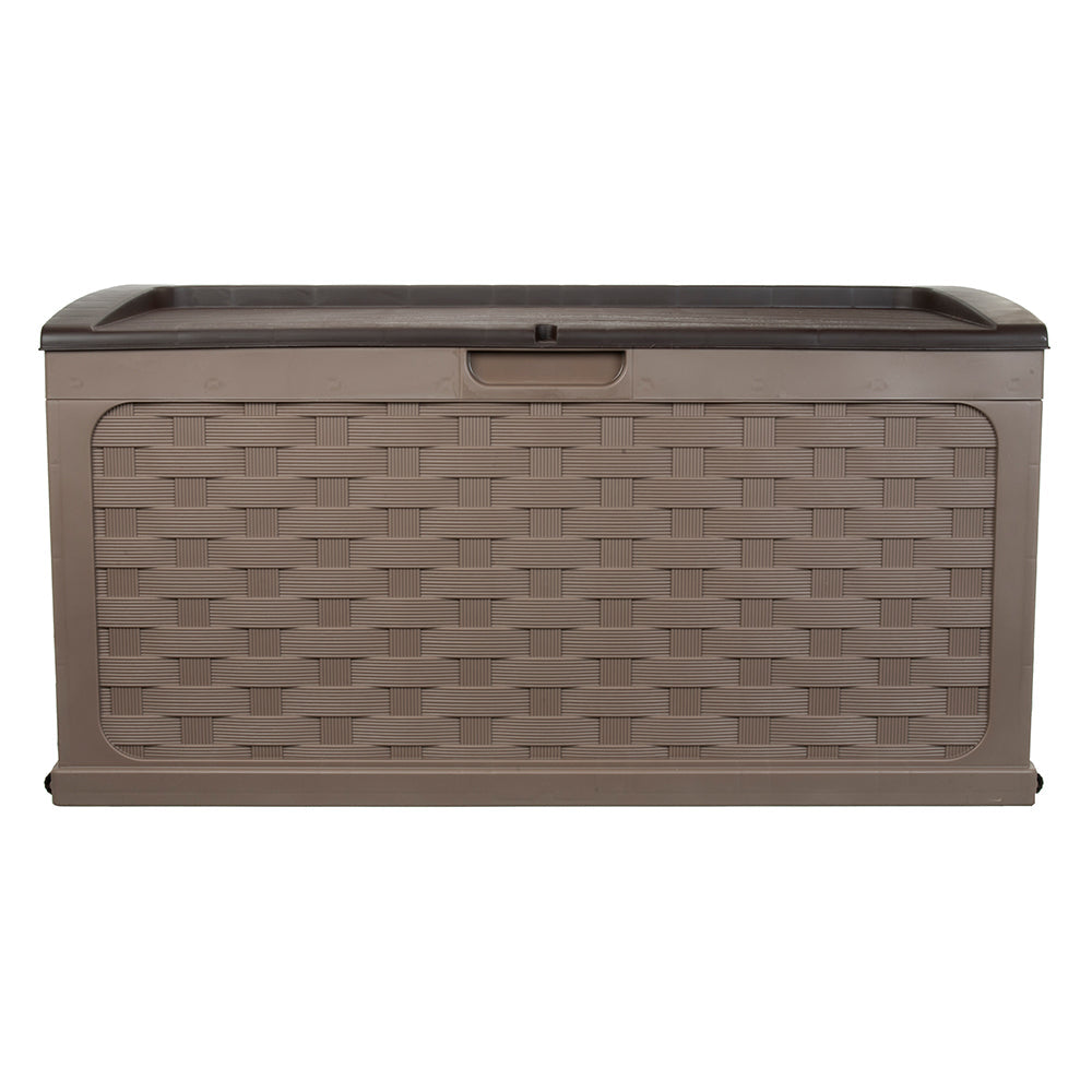 Starplast 88 Gallon Weave Plastic Deck Box, Mocha And Brown