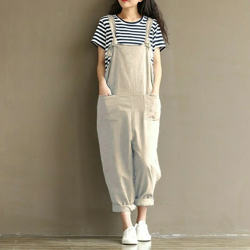 🔥🔥Women's Cotton Suspenders Casual Trousers