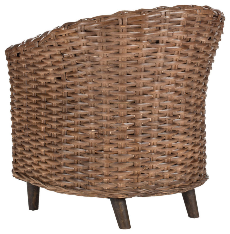 Naomi Rattan Barrel Chair Brown/ White   Modern   Side Tables And End Tables   by Virgil Stanis Design  Houzz