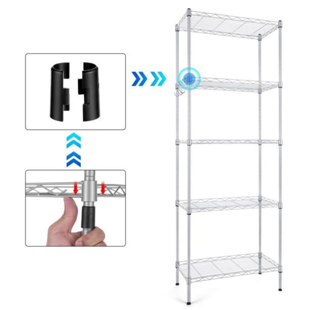 5 Tier Heavy Duty Adjustable Wire Shelving