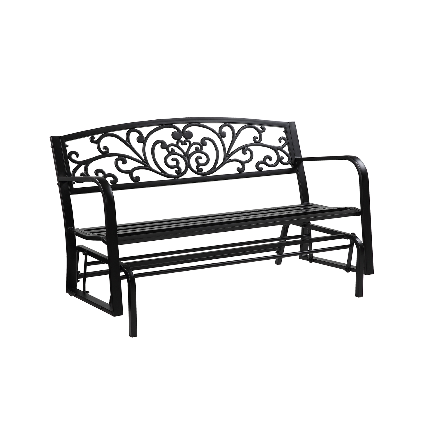 Living Accents 3 Person Black Steel Bench Glider