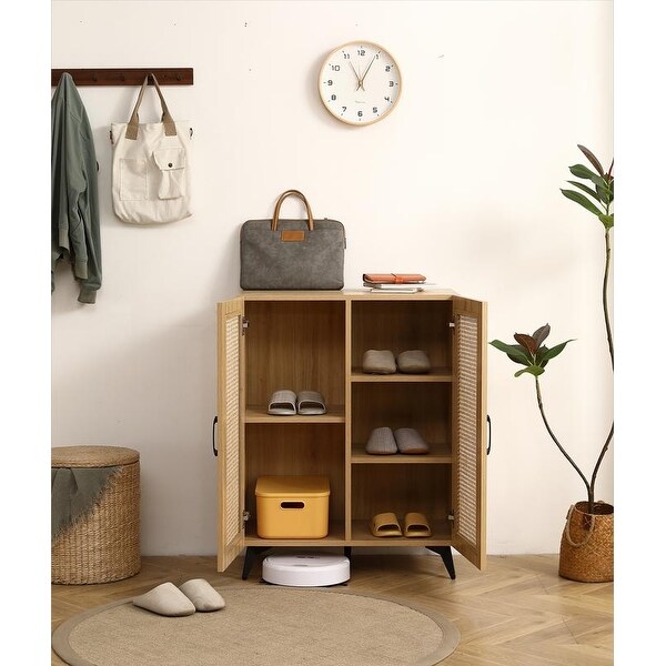 29.5-inch Storage Cabinet with 2 Rattan Weaving Doors