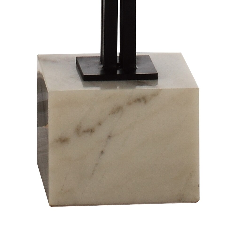 Contemporary Black Pedestal Marble Drink Table Accent Table