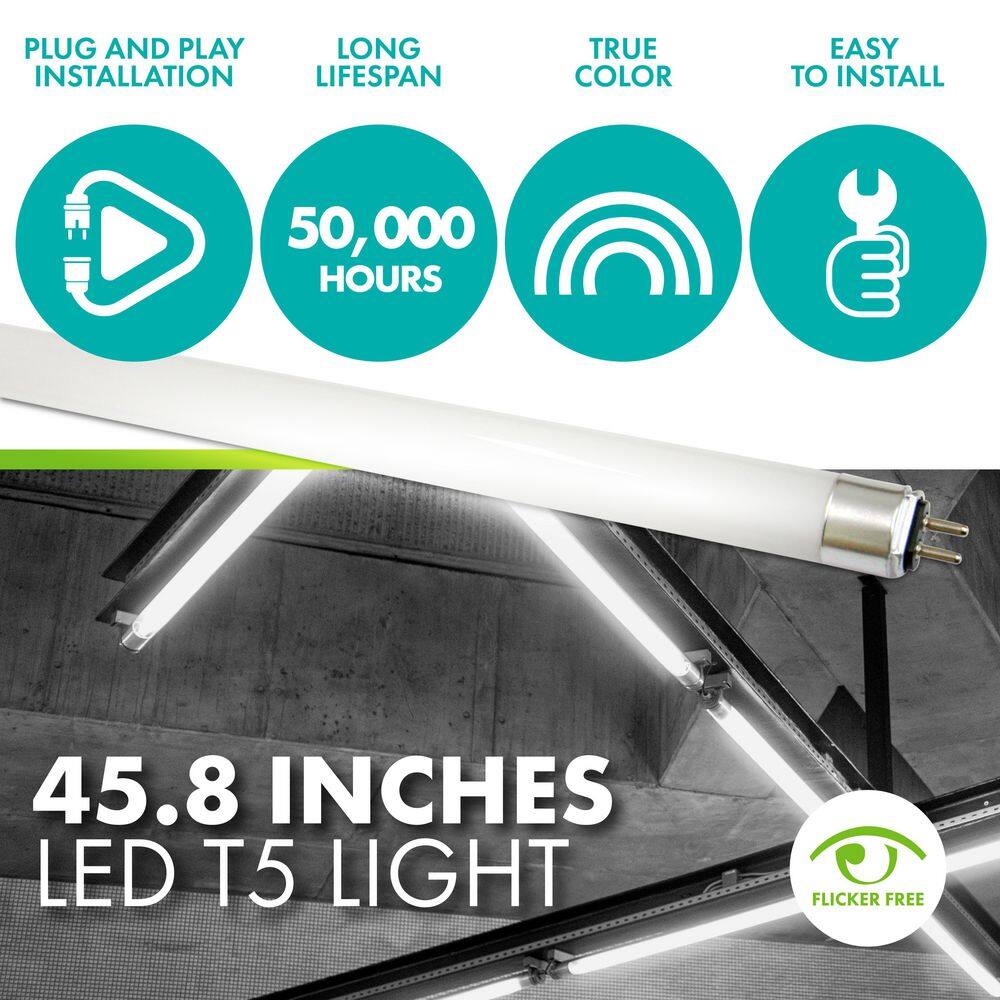 Simply Conserve 25-Watt54-Watt Equivalent 45.8 in. Linear T5 Type A LED Tube Light Bulb Daylight 5000K 25-pack L25T5G50A