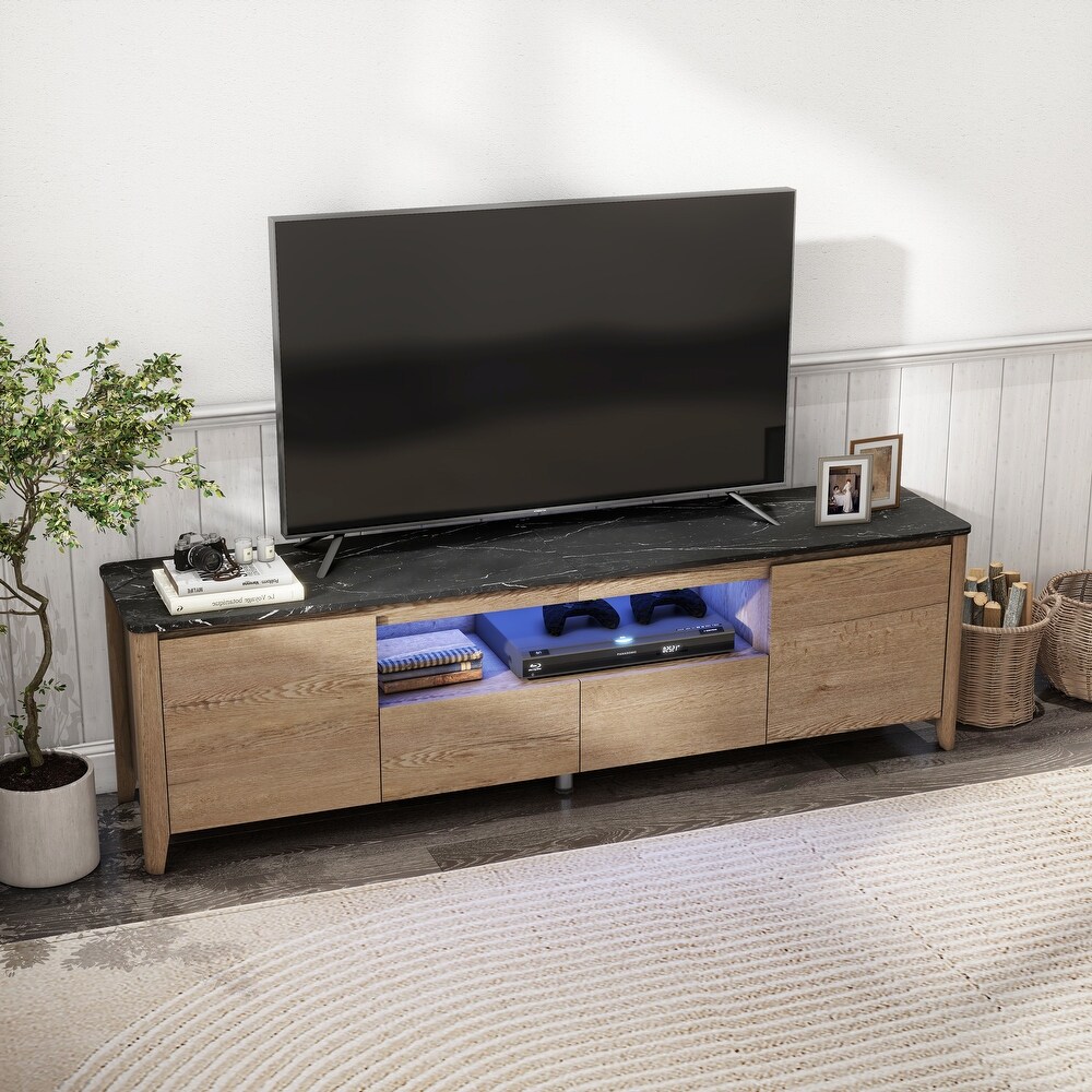 Storage TV stand for Up to 80 inch with LED Lights