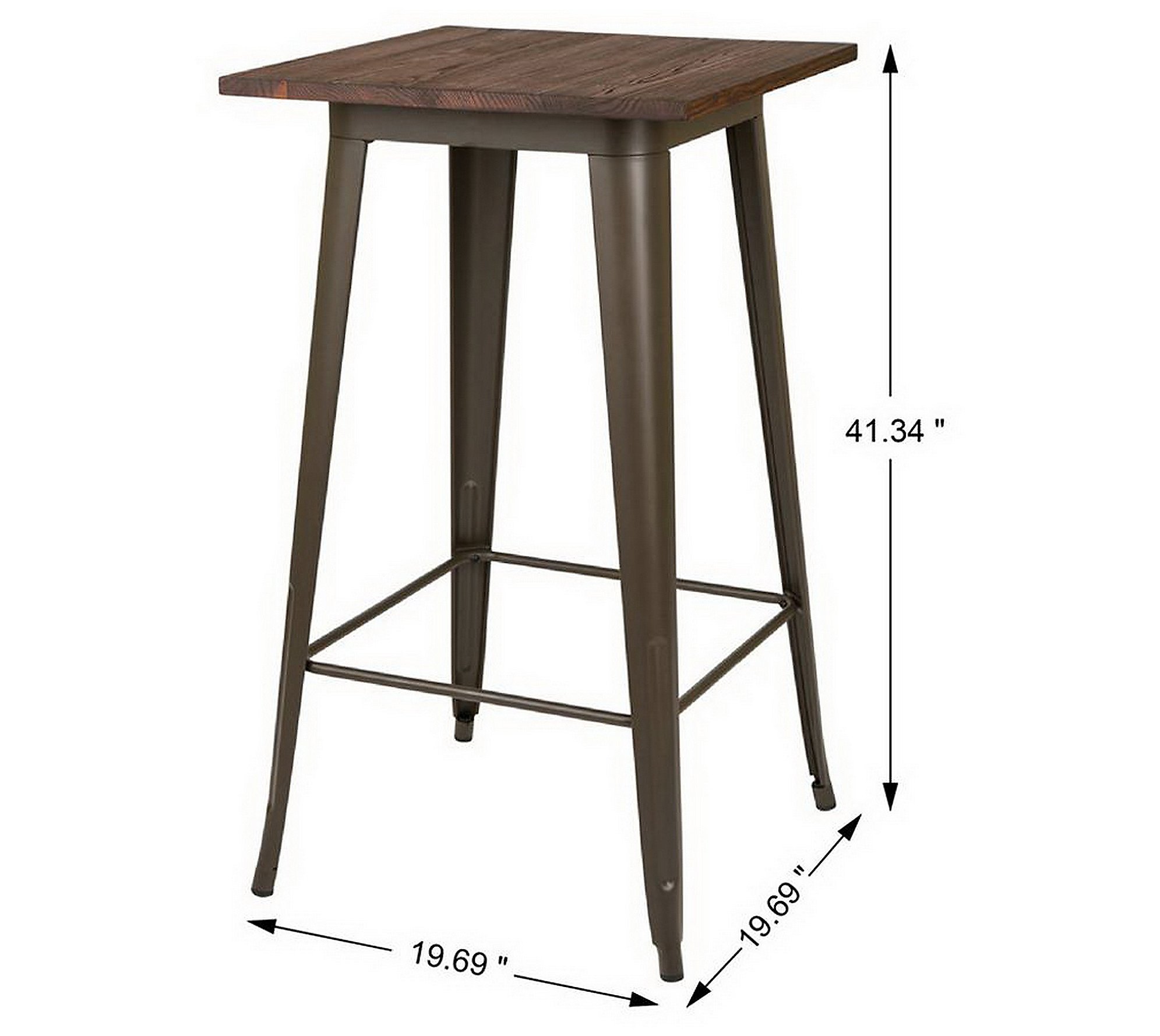 Glitzhome Steel Bar Table With Elm Wood Top