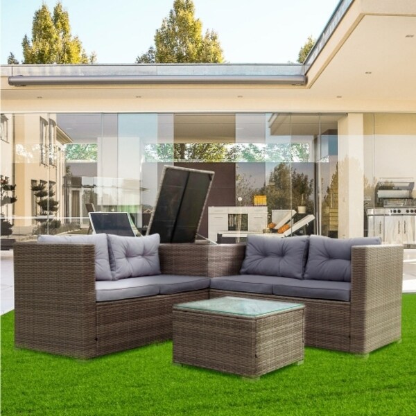 Clihome 4 Piece Outdoor Furniture Sofa Set with Cushion