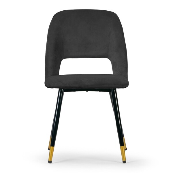 Set of 2 Ania Black Velvet Dining Chair with Golden Accented Legs