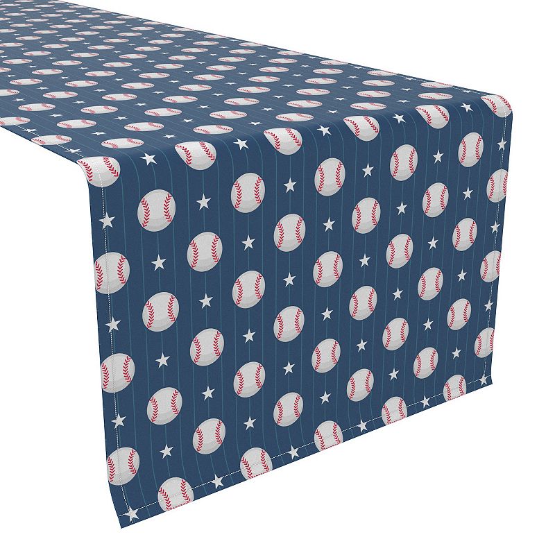 Table Runner， 100% Cotton， 16x90， Baseball Stripe