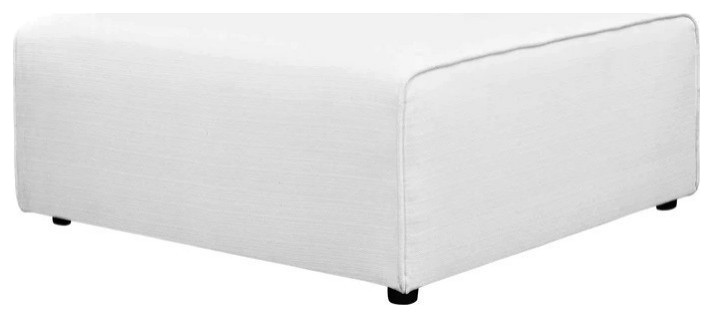 Odette White Fabric Ottoman   Modern   Footstools And Ottomans   by Rustic Home Furniture Deco  Houzz