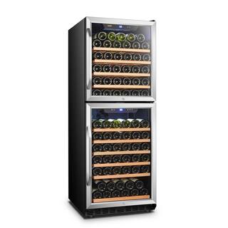 LANBO 23 in. 133-Bottle Stainless Steel 2 Door Dual Zone Wine Refrigerator LW133DD