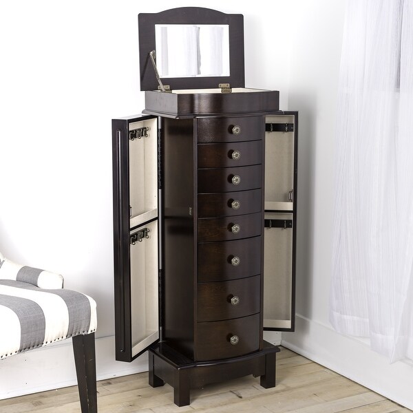 Hives and Honey Shiloh Walnut Jewelry Armoire - - 35086952