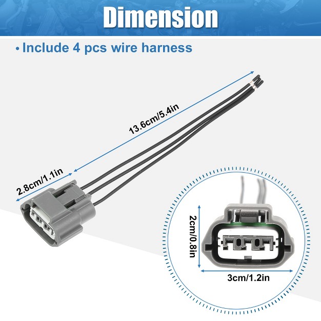 Unique Bargains Ignition Coil Connectors Plug Wiring Harness Pigtail For Nissan J48817102 Black 4pcs