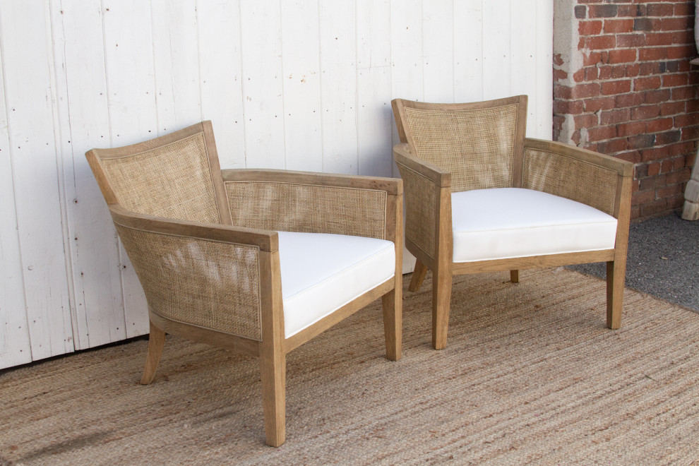 Pair of Oak  ampCane Club Chair   Eclectic   Armchairs And Accent Chairs   by De cor  Houzz