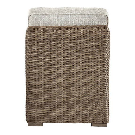 Benjara BM213380 Handwoven Wicker Frame Fabric Uph...