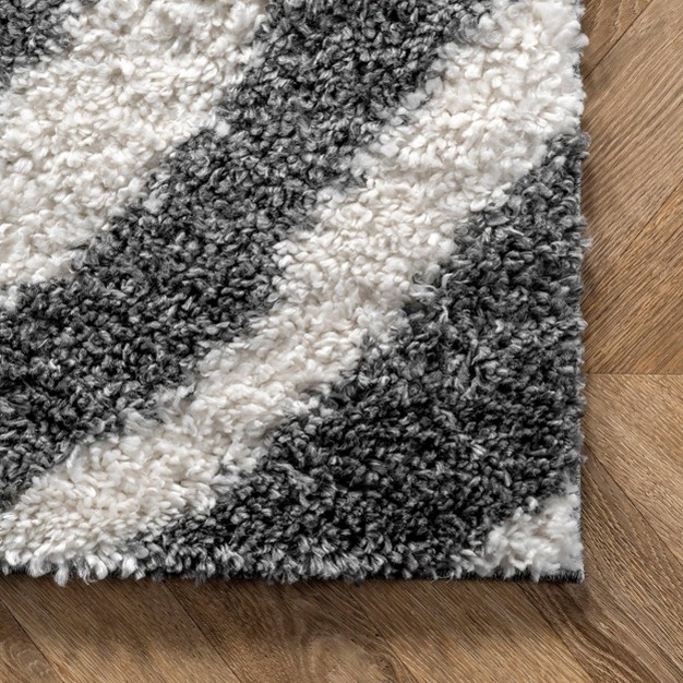 4 x27 x6 x27 Everlynn Zebra Shag Area Rug Off White black Nuloom