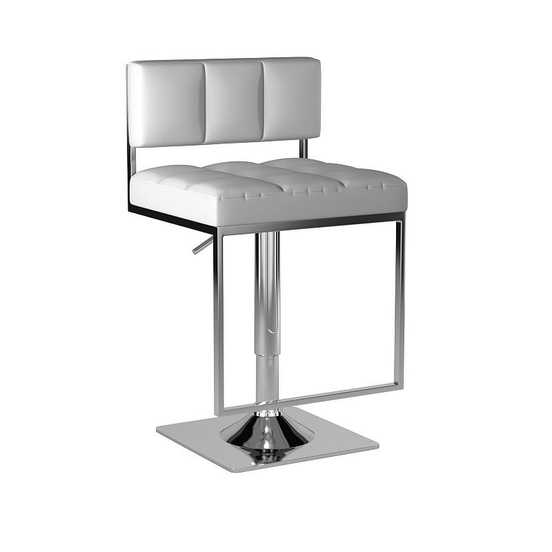 Adjustable Modern Metal Bar Stool， White and Silver