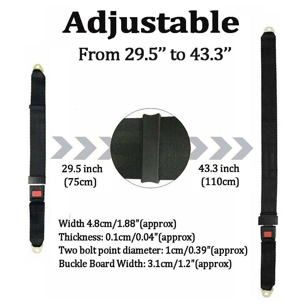 Universal Car Seat Belt Lap 2 Point Safety Travel Adjustable Retractable  2PCS