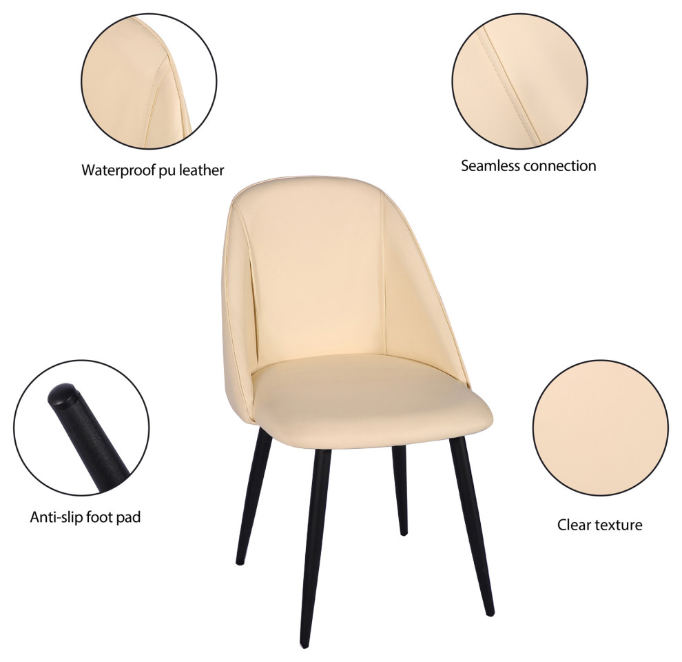 Armless Side Dining Chair Upholstered Dining Room Cream Beige Set of 2   Midcentury   Dining Chairs   by specialty imports  Houzz