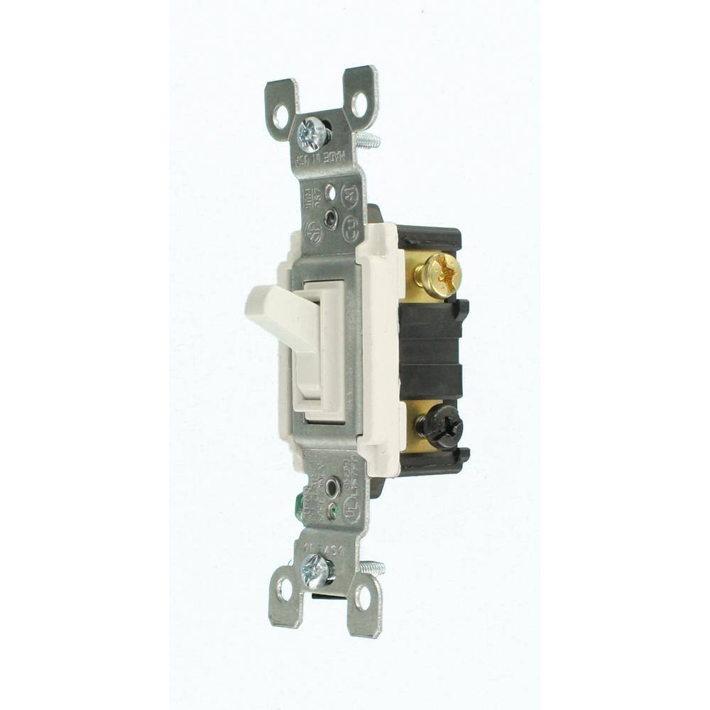 Leviton 15 Amp 120 Volt 3-Way Antimicrobial Treated Toggle Switch White RA2-A1453-2AW