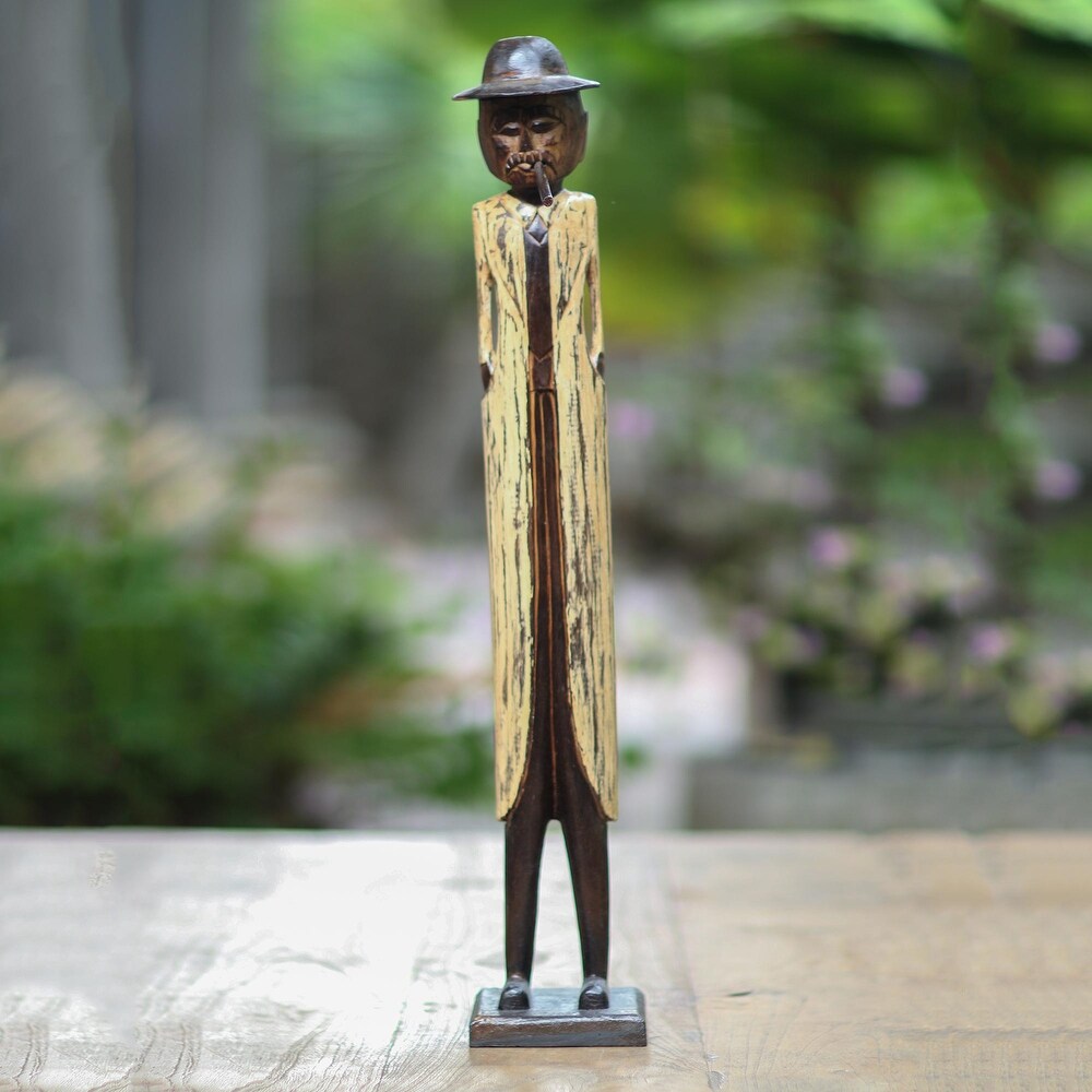 Handmade Wood Sculpture  'Indonesian Inspector' (Indonesia)   78.5 cm H x 13.5 cm W x 15 cm D