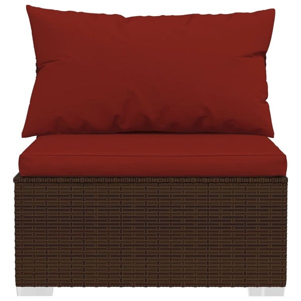 10 Piece Patio Lounge Set with Cushions Poly Rattan Brown - Overstock - 36365132