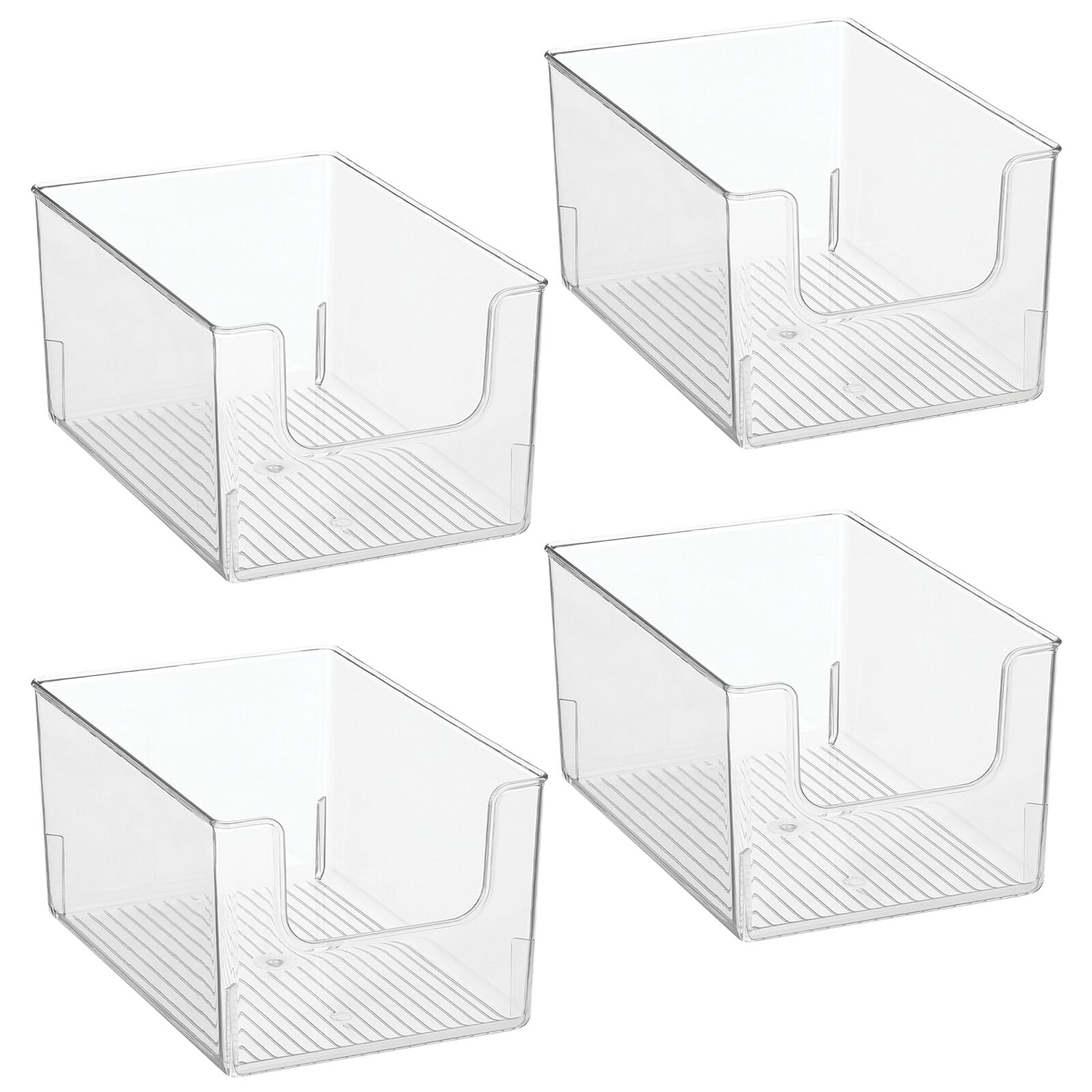 mDesign Modern Deep Plastic Open Front Dip Storage Organizer Bin Basket for Bathroom Organization - Vanity Shelf， Cubby， Cabinet， and Closet Organizing Decor - Ligne Collection - 4 Pack - Clear