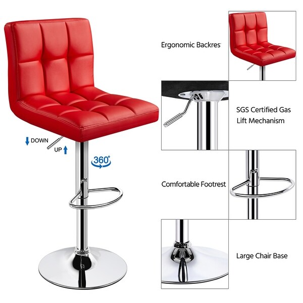 2PCS Faux Leather Adjustable Bar Stools for Home