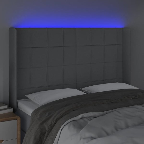 vidaXL LED Headboard Fabric Bedroom Furniture Dark Gray/Light Gray Multi Sizes - - 37455504