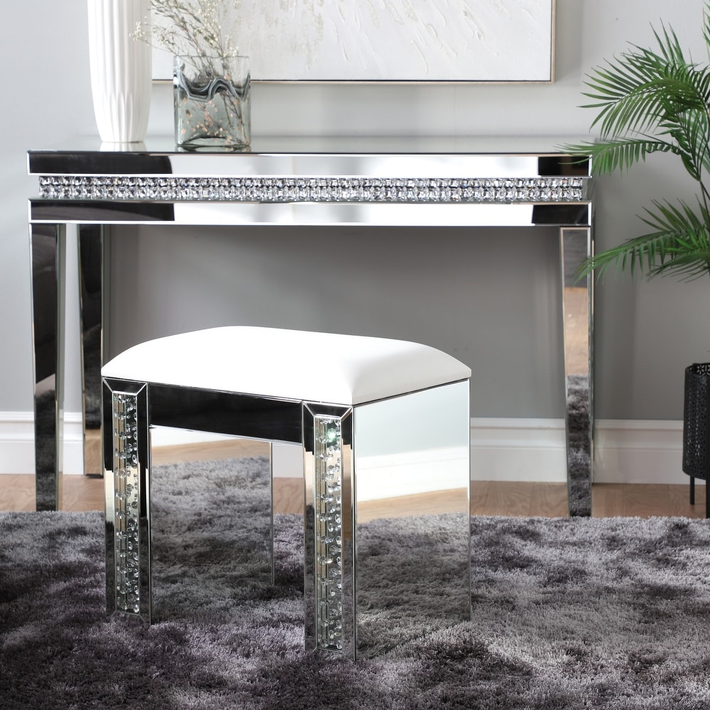 Silver Glam Stool 21 x 22 x 15   22 x 15 x 21