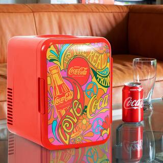 Coca-Cola 0.14 Cu. Ft. Peace 1971 Series 6 can Mini Fridge without Freezer KDC4-PEACE