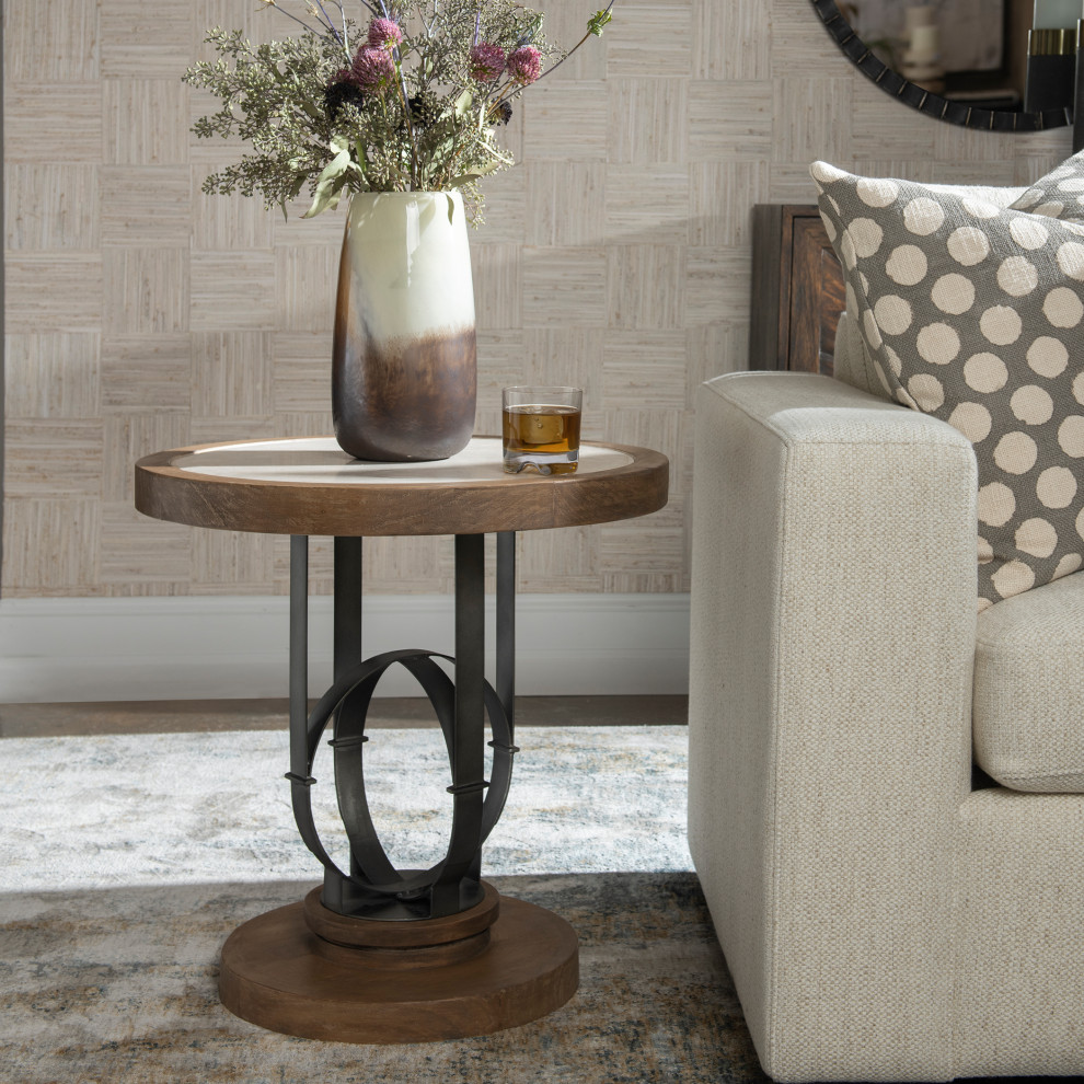 Uttermost Sydney Light Oak Accent Table   Industrial   Side Tables And End Tables   by HedgeApple  Houzz