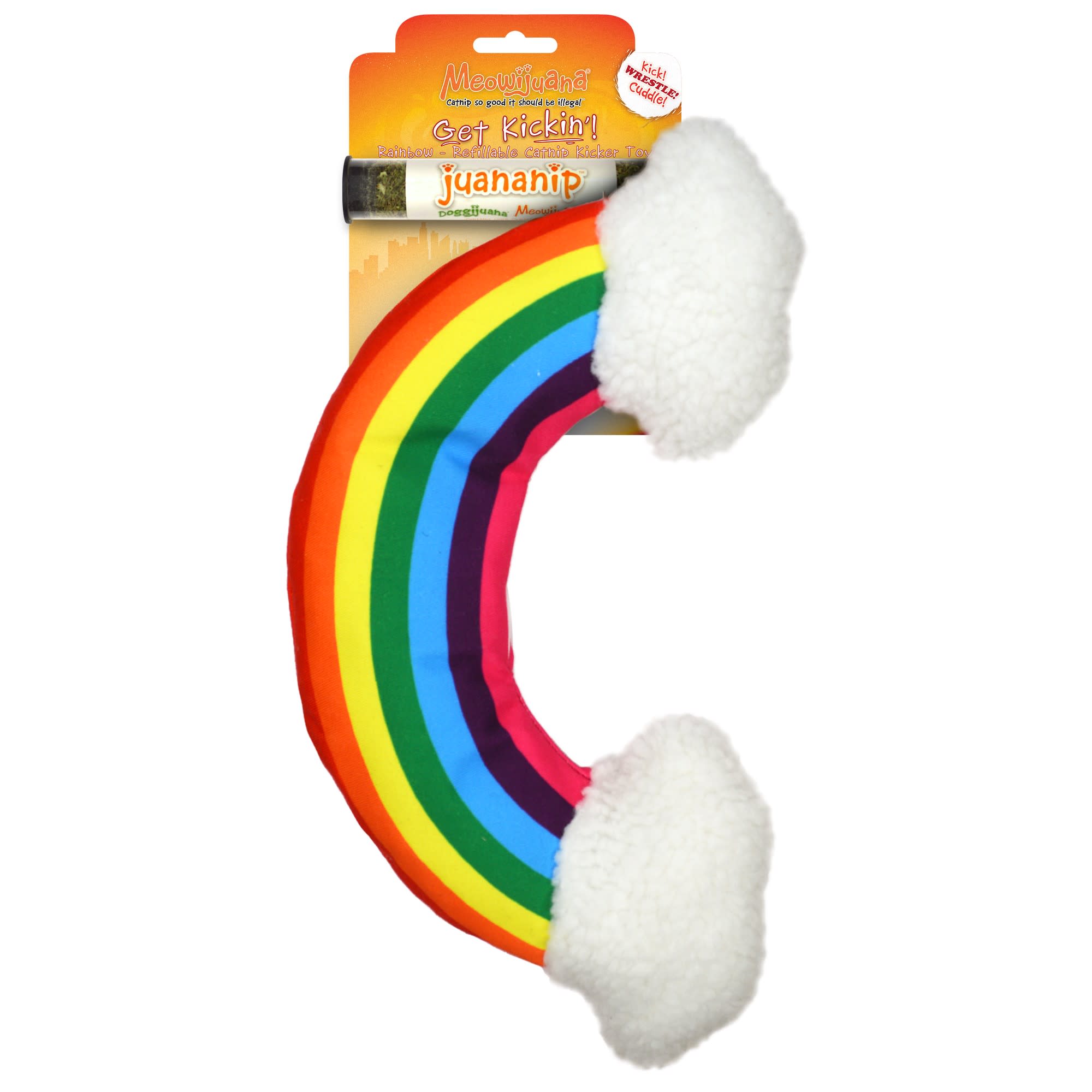 Meowijuana Get Kickin Refillable Rainbow Cat Toy， Small