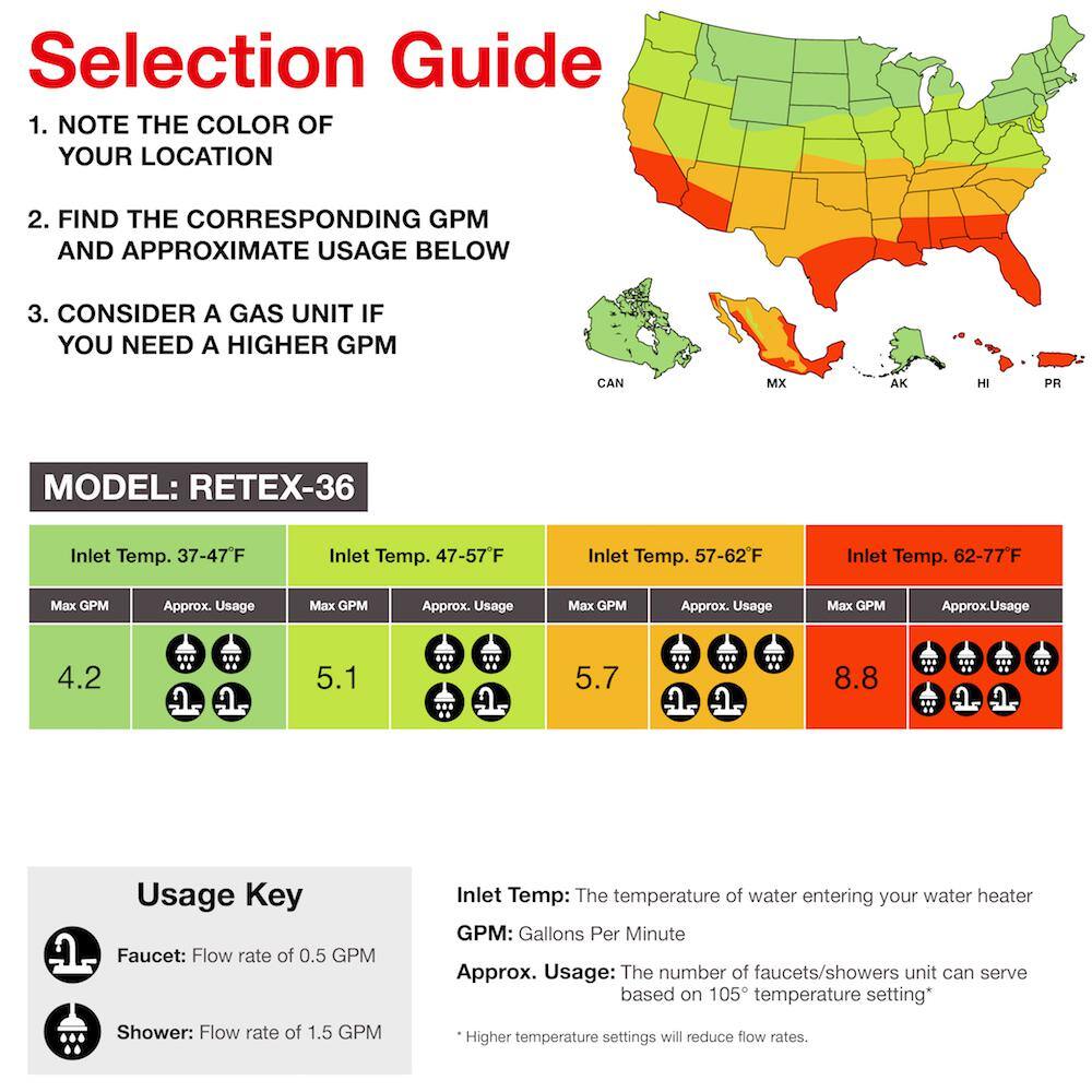 Rheem Performance 36 kw Self-Modulating 7.03 GPM Tankless Electric Water Heater RETEX-36