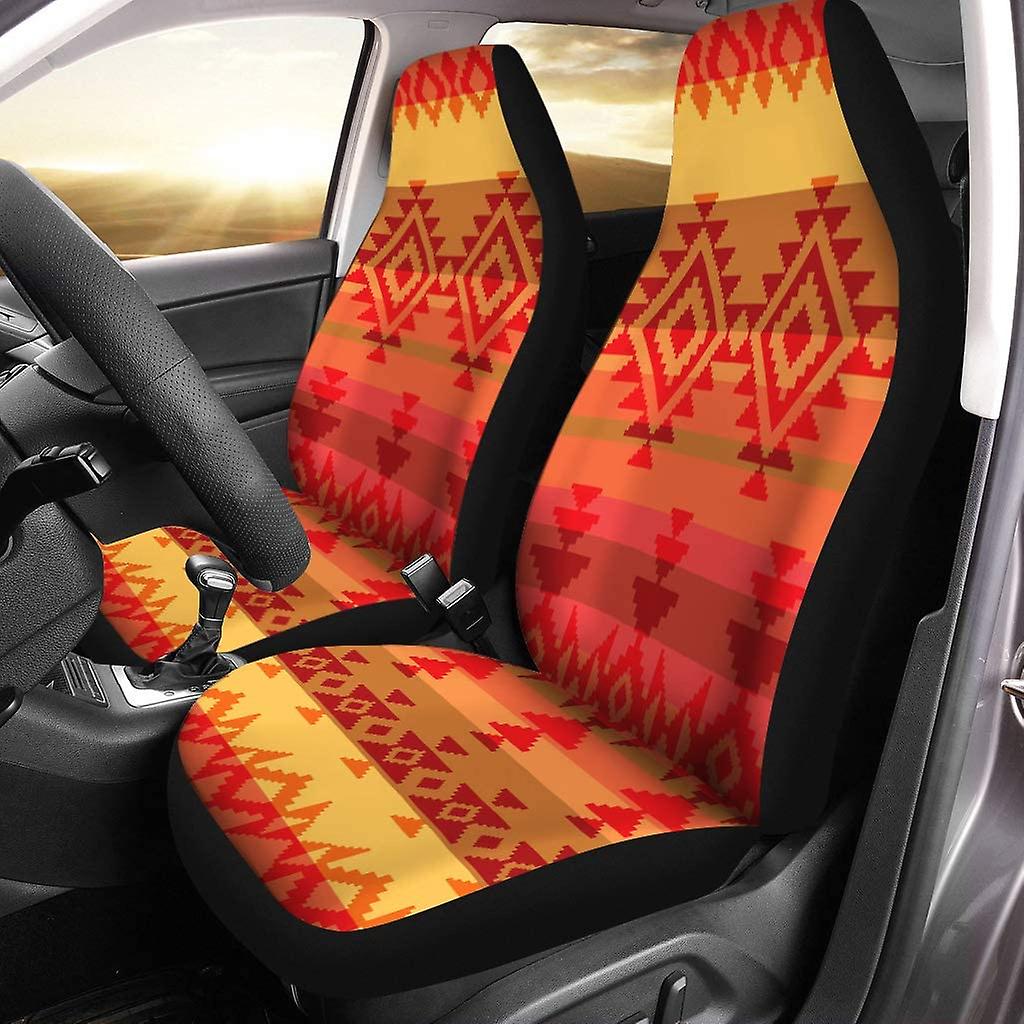 Set Of 2 Car Seat Covers Aztec Red Universal Auto Front Seats Protector Fits For Car，suv Sedan，truck D---44709