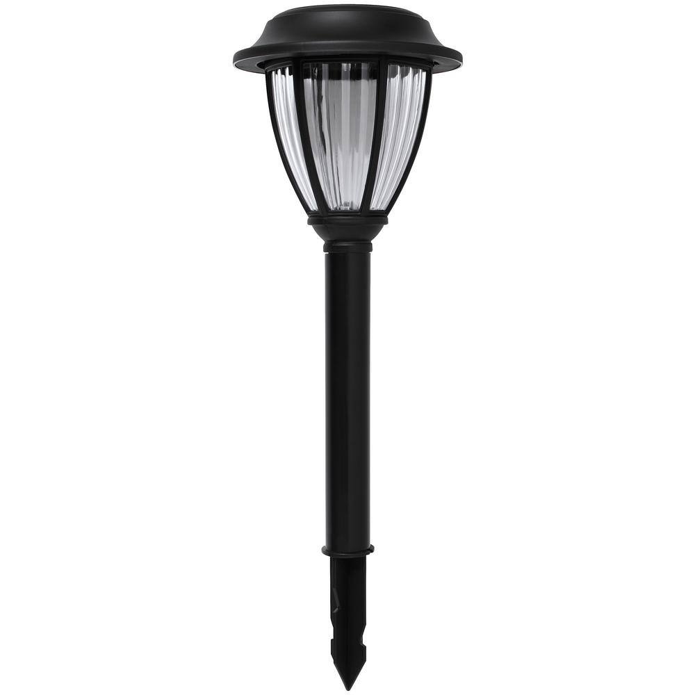 Hampton Bay Solar 5 Lumens Black Integrated LED Landscape Path Light with Ribbed Lens (10-Pack) WeatherRust Resistant 84198