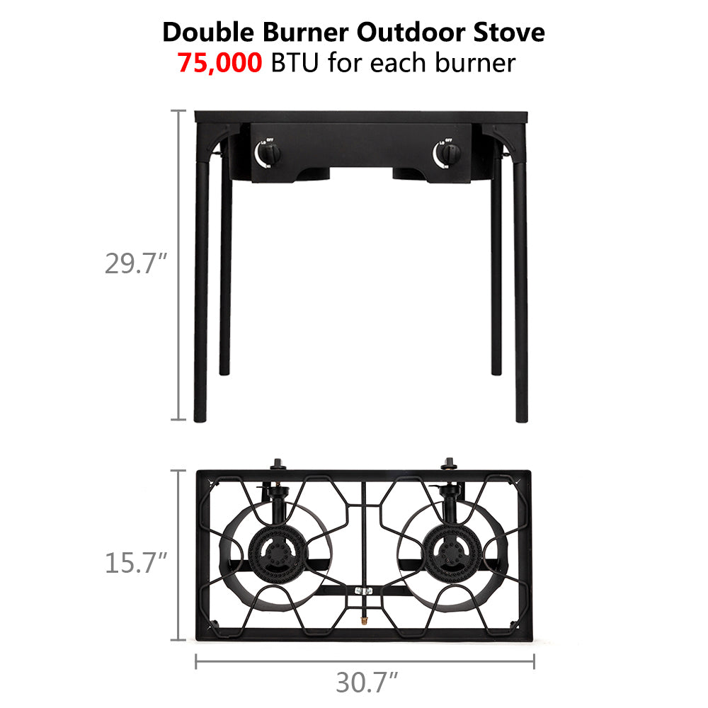 Winado Double Stove Propane Burner Portable 2 Cooker 150000 BTU BBQ Camping Grill