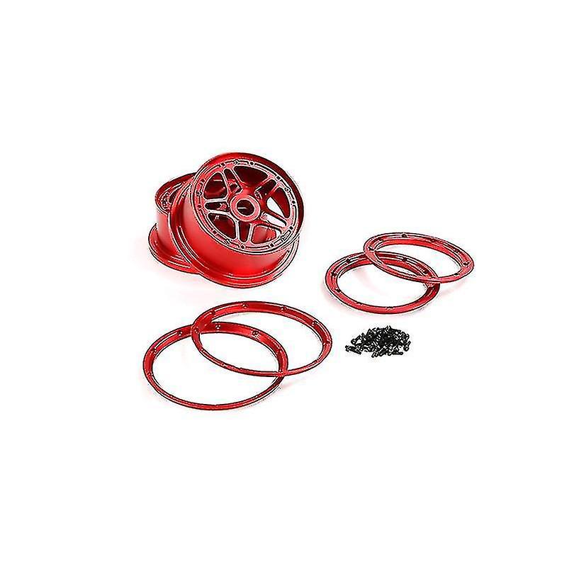 Cnc Metal Wheel Hub With Beadlock Wheel Rim Kit For 1/5 5ive T Rovan Kingmotorx2 Rc Parts，red