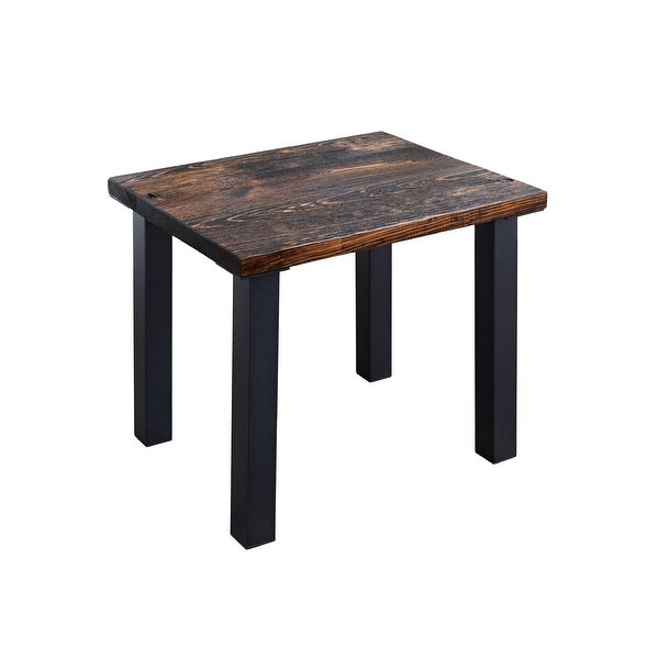 PIPE DECOR Solid Wood End Table Top with (4) Matte Black Metal Legs