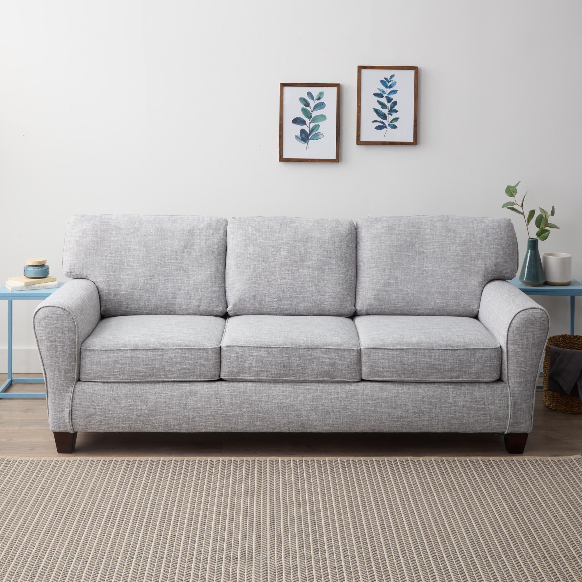 Mayview Marion Rolled Arm Fabric Sofa, Light Gray