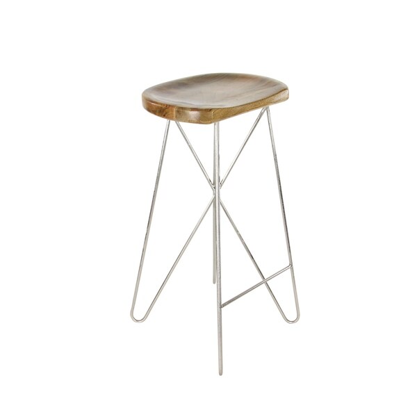 Brown Wood Contemporary Bar Stool - 16 x 16 x 30