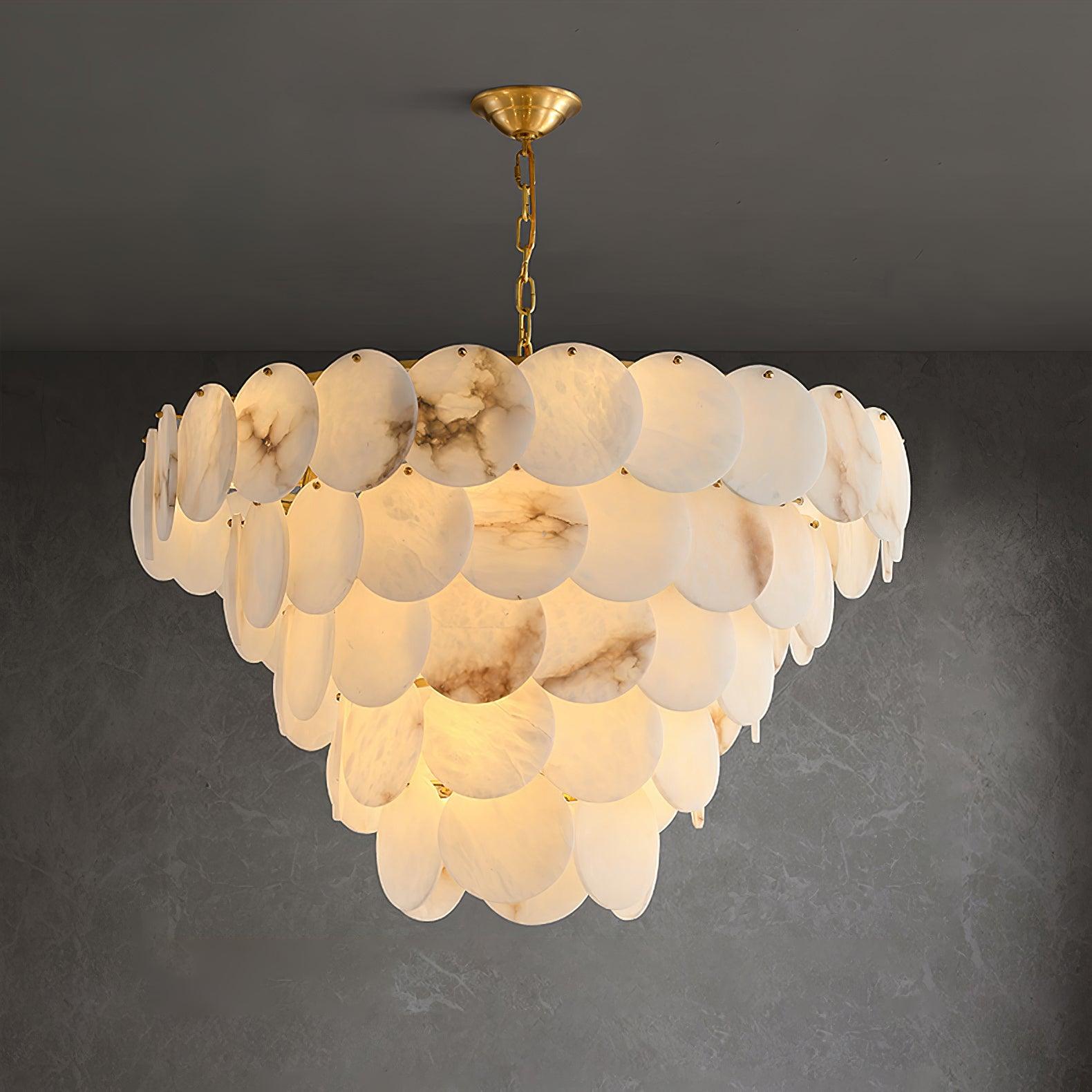 Alabaster Shell Brass Chandelier