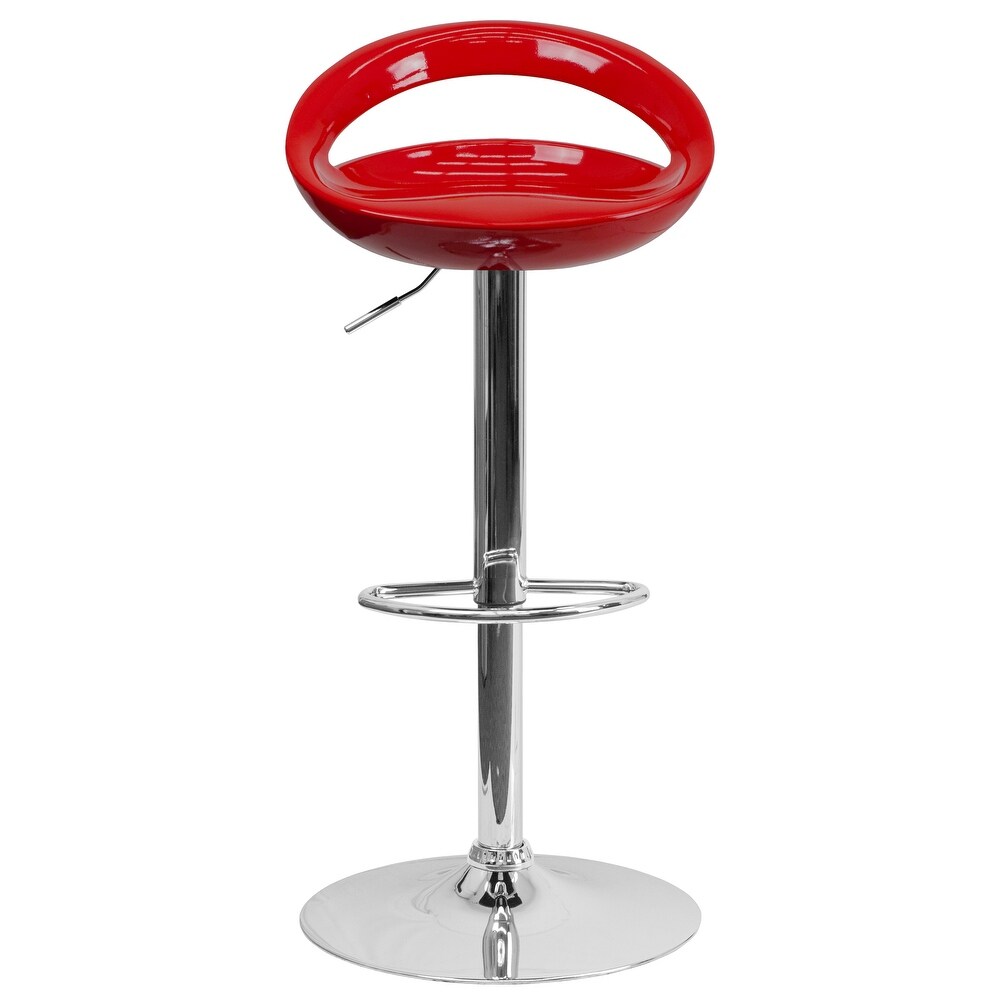 Plastic Rounded Cutout Back Adjustable Height Bar Stool   18.25\