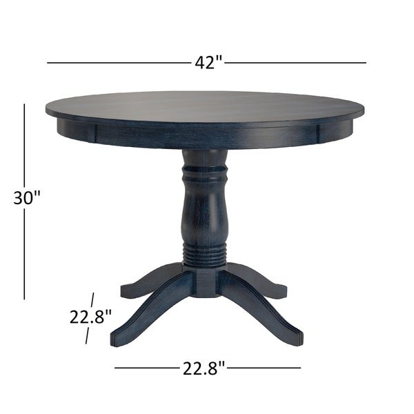 Wilmington II Round Pedestal Base Antique Dark Denim 5-Piece Dining Set by iNSPIRE Q Classic