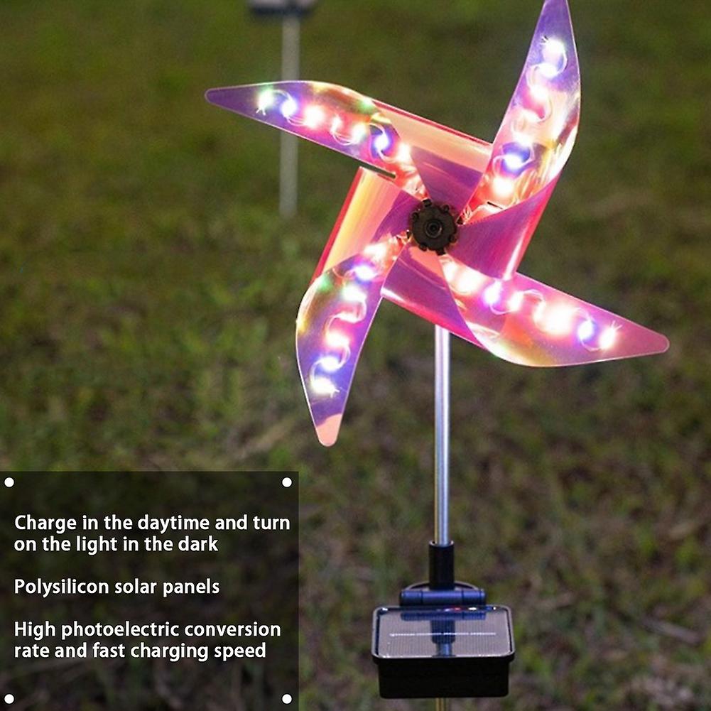 Solar Windmill Lights 32 Led Lamp With Ground Stake For Outdoor Garden Lawn Yard Landscape Party Decoration Pack Of 2