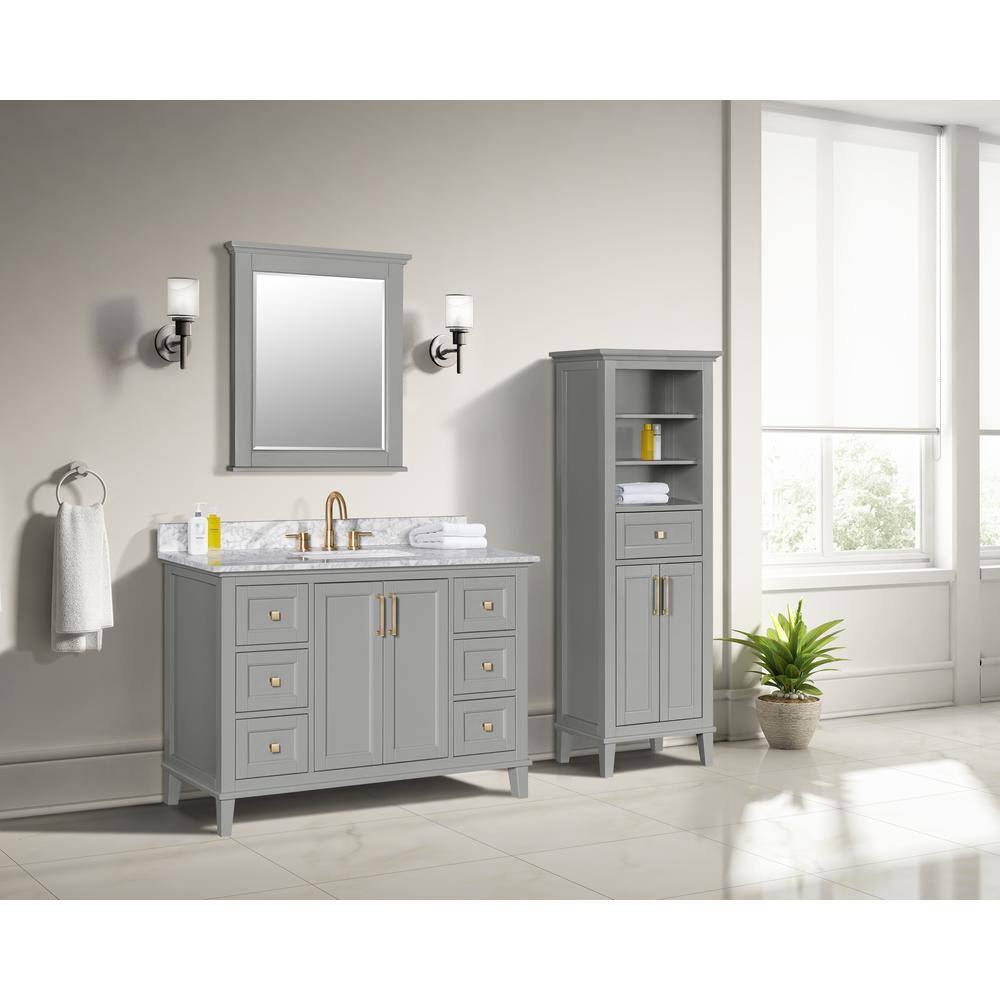 Home Decorators Collection Grayson 23 in. W x 16 in. D x 60 in. H Linen Cabinet in Storm Gray 20305-LT23-ST