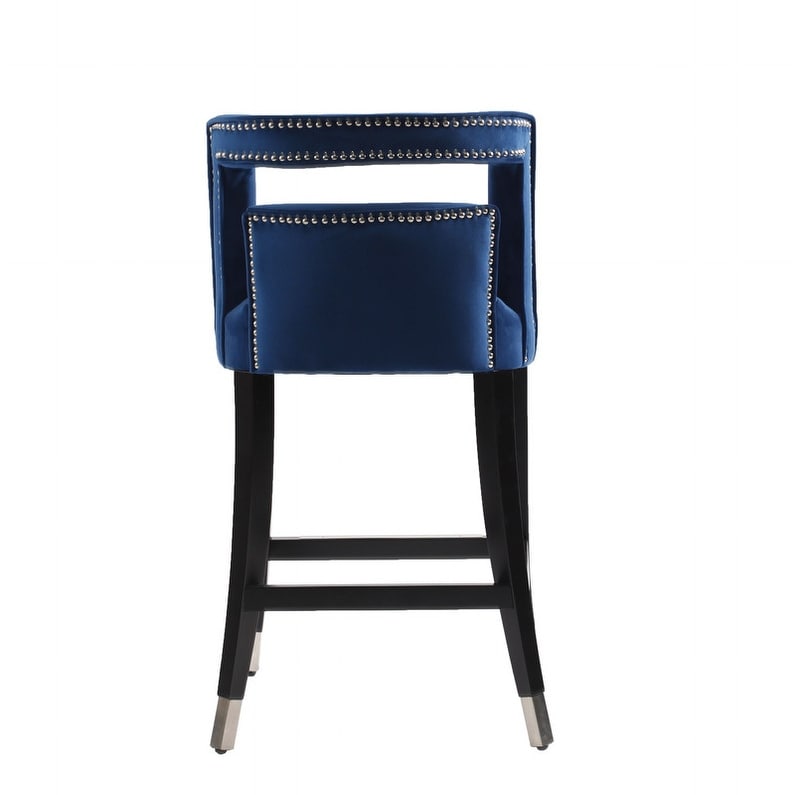 Suede Velvet Barstool with nailheads and backrest Set of 2